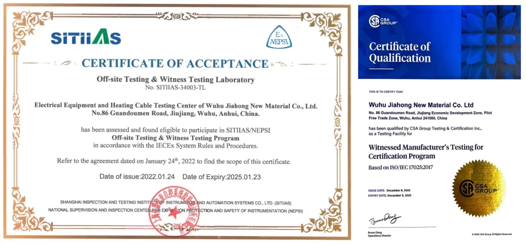 CSA và iecex OD-024 phòng thí nghiệm Nhân Chứng được ủy quyền